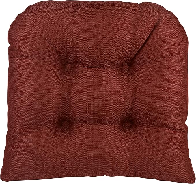 Klear Vu Gripper Overstuffed Universal Non-Slip Dining Chair Cushions for Kitchen Decor or Office Use, U-Shaped Skid-Proof Seat Pad, 15x15 Inches, 2 Count (Pack of 1), Solid Flame Red