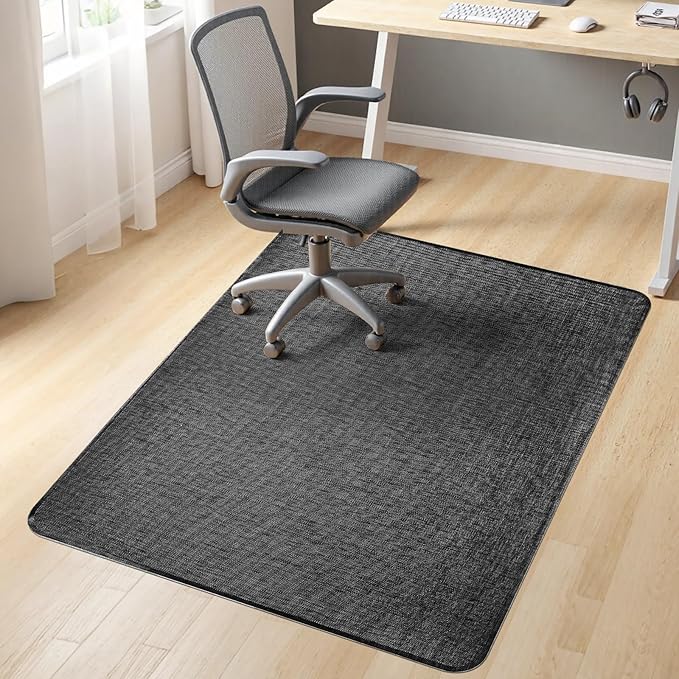 Sycoodeal Office Chair Mat for Hardwood & Tile Floor,Computer Gaming Chair Mat for Rolling Chairs Non-Curve, Anti-Slip, Heavy Duty Floor Protector for Home Office,Dark Black (40" x 48")