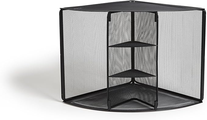 TRU RED Wire Mesh Corner Desk Organizer, 4‑Compartment – Space‑Saving Desktop Storage for Files & Office Supplies