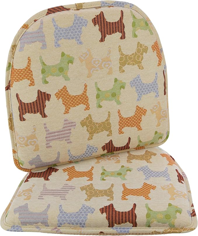 Klear Vu Raindrop The Gripper Non Slip Chair Cushions, Soft & Comfortable Seat Pad, Sitting Pillow for Kitchen, Dining or Office, 2 Count (Pack of 1), Scottie Dogs