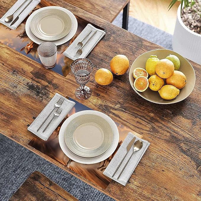 Placemats Set of 6, Running Herd Horse Linen Placemats 12x18 Inch, Heat Resistant Table Mats, Washable Non Slip Place Mats for Dining Table Kitchen Home