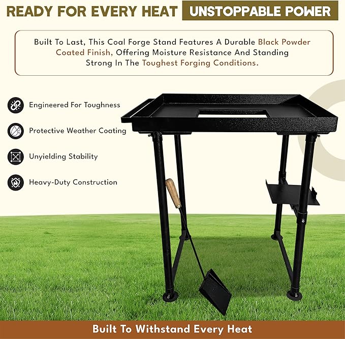 SIMOND STORE fire Pot Coal Forge Stand with Hand Blower Blacksmith Forge kit - Perfect for Coal Forge fire pots & Hand blowers Blacksmithing Starter kit Steel Coal Forge kit Stand - Forge Starter kit