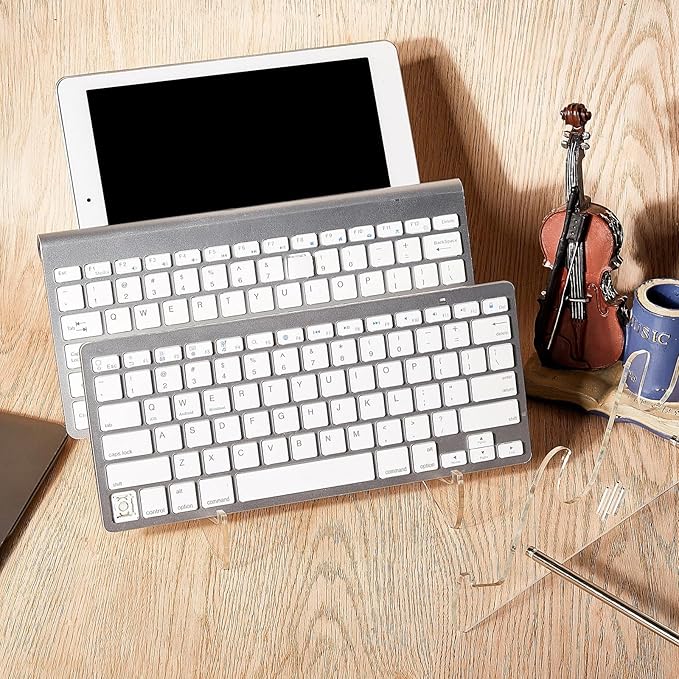 Taiyin Acrylic Keyboard Display Stand Holder Mechanical Computer Stand Shelf for Desk Transparent Acrylic 3 Tier Keyboards Storage Holder Tray for Computer Tablet Picture Frame(2 Pcs)
