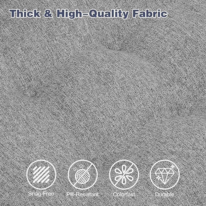 baibu Set of 6 Dining Chair Cushions, Dual-Layer Patent Design Memory Foam Kitchen Chair Cushions, Non-Slip Seat Pads with Ties, 16.5 x 16.5 x 3.5in, 6 Pack, Light Grey