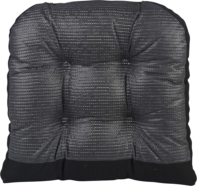 Klear Vu Gripper Overstuffed Universal Non-Slip Dining Chair Cushions for Kitchen Decor or Office Use, U-Shaped Skid-Proof Seat Pad, 15x15 Inches, 4 Count (Pack of 1), Solid Black