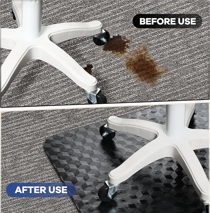 BesWin Office Chair Mat for Carpet, 48" x 36" Computer Desk Chair Mat for Low Carpeted Floors, Thick and Sturdy Carpet Protector for Rolling Chairs, Easy Glide Floor Mat for Home, Gaming (Black)