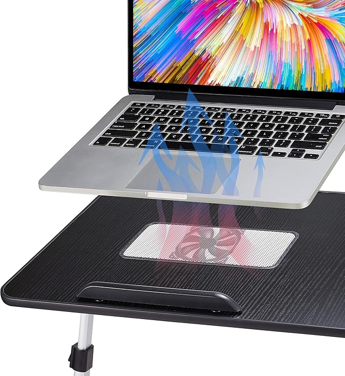 Lap Desk for Laptop, 8AMTECH Ajustable Laptop Table with Cooling Fan Office Desk for Working, Reading, Writing, Drawing and Eating in Bed Sofa Floor Couch