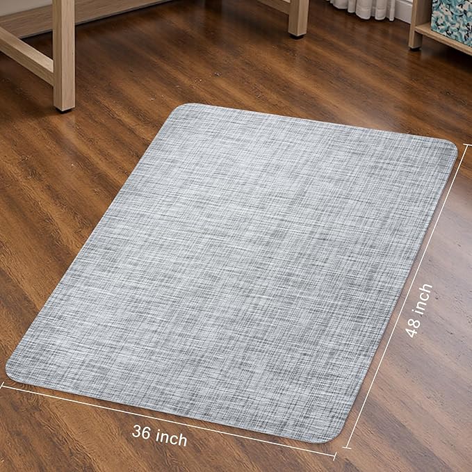 Sycoodeal Office Chair Mat for Hardwood & Tile Floor, 36" x 48" Computer Gaming Chair Mat for Rolling Chairs Non-Curve, Anti-Slip, Heavy Duty Floor Protector for Home Office (Grey)