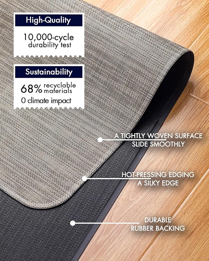 Office Chair Mat for Hardwood Floor Under Desk Computer Rolling Chair Mat for Wood/Tile Floor Non-Slip Heavy Duty Desk Rug PVC Plastic Hard Floor Protector 46"x 60" (Soapstone)