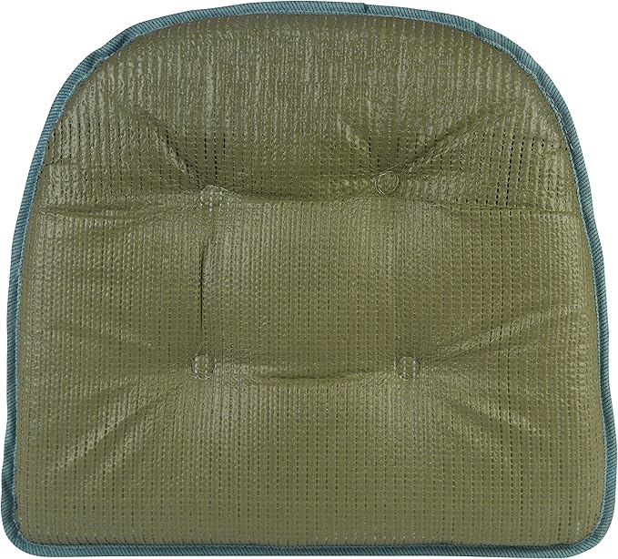 Klear Vu Omega Non-Slip Chair Cushions, Assembled in USA, U-Shaped Skid-Proof Seat Pads for Dining Room, Kitchen, Office, 15"x16" 4 Pack Linear Marine Blue 4 Count