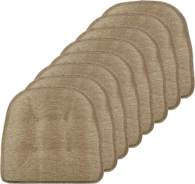 Non-Slip Chair Cushions, Assembled in USA, U-Shaped Skid-Proof Seat Pads for Dining Room, Kitchen, Office, 15"x16"