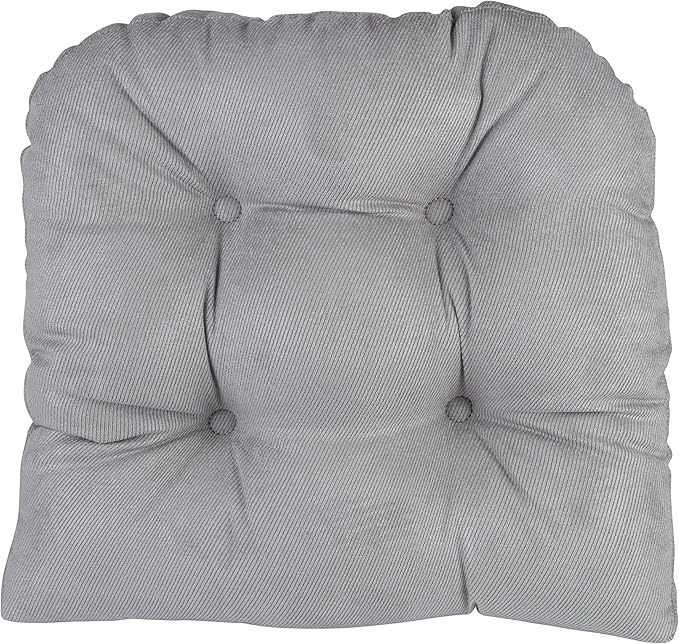 Klear Vu Gripper Overstuffed Universal Non-Slip Dining Chair Cushions for Kitchen Decor or Office Use, U-Shaped Skid-Proof Seat Pad, 15x15 Inches, 4 Count (Pack of 1), Linear Gray