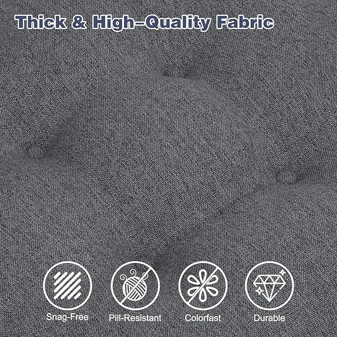baibu Set of 2 Dining Chair Cushions, Dual-Layer Patent Design Memory Foam Kitchen Chair Cushions, Non-Slip Seat Pads with Ties, 16.5 x 16.5 x 3.5in, 2 Pack, Dark Grey