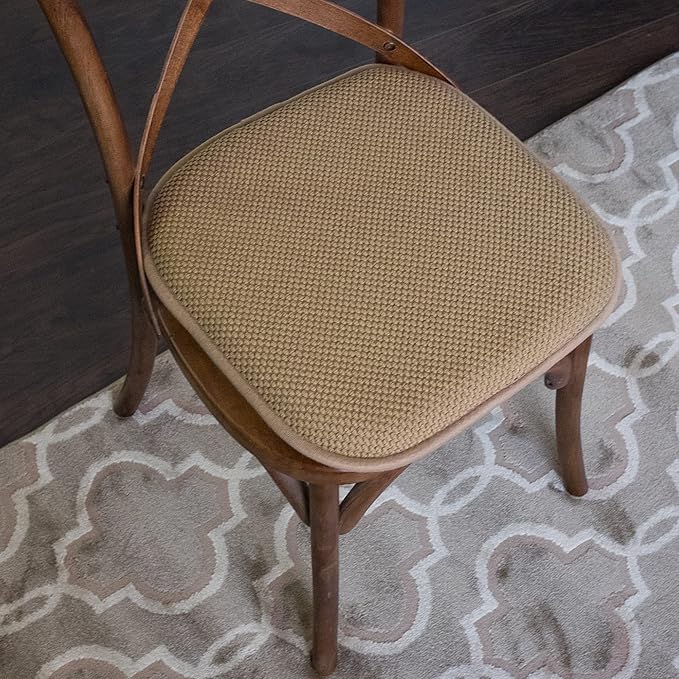 Sweet Home Collection 4 Pack Memory Foam Honeycomb Nonslip Back 16" x16" Chair/Seat Cushion Pad - CPMF-4PK-TAUPE