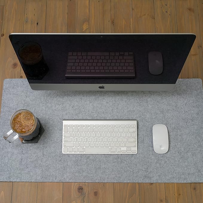 Felt Desk Pad- 31x16 with Non-Slip Backing (Light Gray)