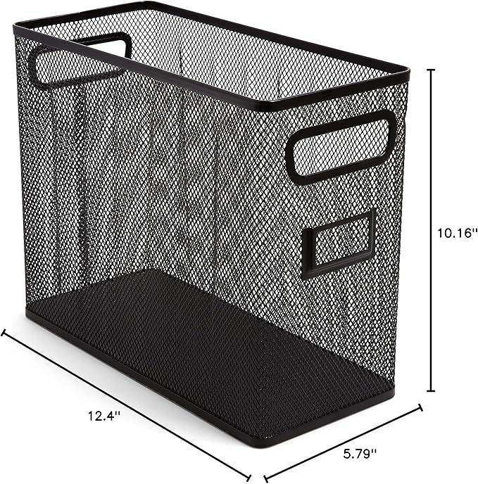 TRU RED Wire Mesh File Organizer, Large Single‑Compartment, Black – Desktop File Holder for Folders & Documents