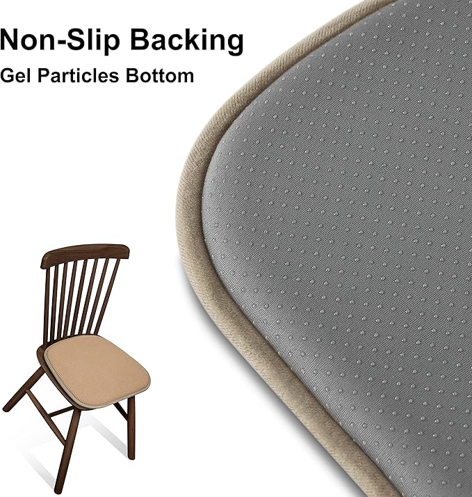 Shinnwa Kitchen Seat Cushions Set of 4, Non Slip Dining Chair Cushions, U-Shaped Indoor Chair Pads, 4 Pack, 15 x 16 Inches, Brown