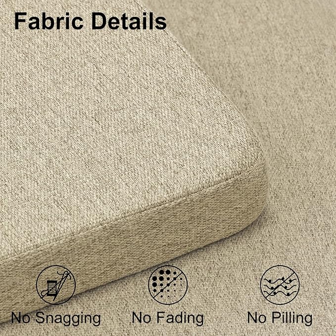 Shinnwa Kitchen Chair Cushions Set of 6, Non-Slip Dining Chair Cushions with Ties and Machine Washable Cover, 6 Pack, 17 x 16.5 x 2in, Natural Linen