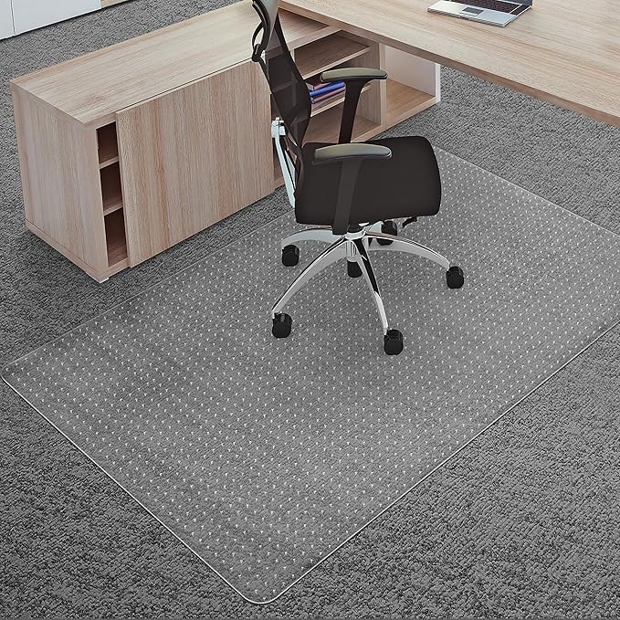 Office Chair Mat for Carpets, 46"x 72" Heavy Duty Clear Plastic Floor Protector, Non-Slip Computer Desk Chair Mat for Low Pile Carpeted Floors, Smooth Rolling Carpet Chair Mat for Home Office