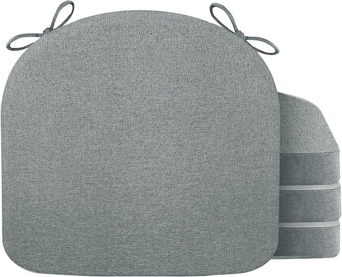 Nordjager Chair Cushions for Dining Chair Seat Set of 4, Memory Foam Chair Pads Help You Relief from Sedentary Discomfort in The Office or Kitchen and Dining Rooms(17" x 16" x 2.5", Dark Grey)