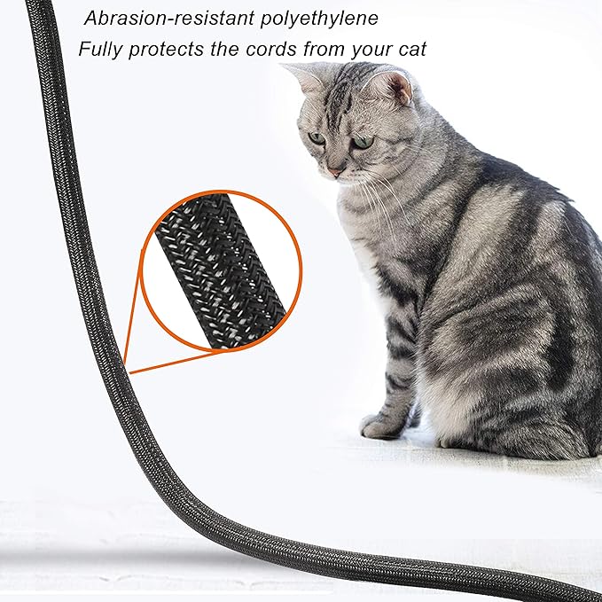 10ft - 1.25 inch Braided Cable Management Sleeve Cord Protector - Self-Wrapping Split Wire Loom for TV/Computer/Home Theater/Engine Bay - Black