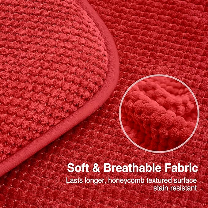 puredown® Chair Cushions for Dining Chairs, Set of 2 Memory Foam Seat Cushions with Non-Slip Backing & Ties, 16" x 16" x 1.5", Comfortable & Supportive Dining Chair Pads for Kitchen, Red