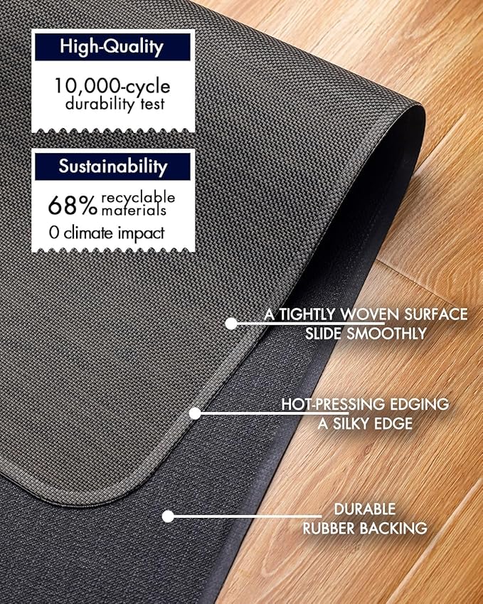 Office Chair Mat for Hardwood Floor Under Desk Computer Rolling Chair Mat for Wood/Tile Floor Non-Slip Heavy Duty Desk Rug PVC Plastic Hard Floor Protector 48"x 48" (Espresso)