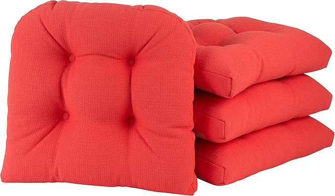 Klear Vu Gripper Overstuffed Universal Non-Slip Dining Chair Cushions for Kitchen Decor or Office Use, U-Shaped Skid-Proof Seat Pad, 15x15 Inches, 4 Count (Pack of 1), Solid Coral