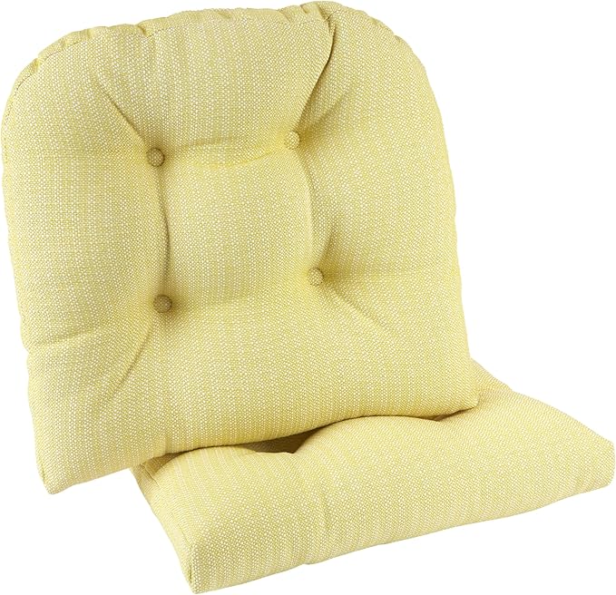 Klear Vu Gripper Overstuffed Universal Non-Slip Dining Chair Cushions for Kitchen Decor or Office Use, U-Shaped Skid-Proof Seat Pad, 15x15 Inches, 2 Count (Pack of 1), Solid Yellow