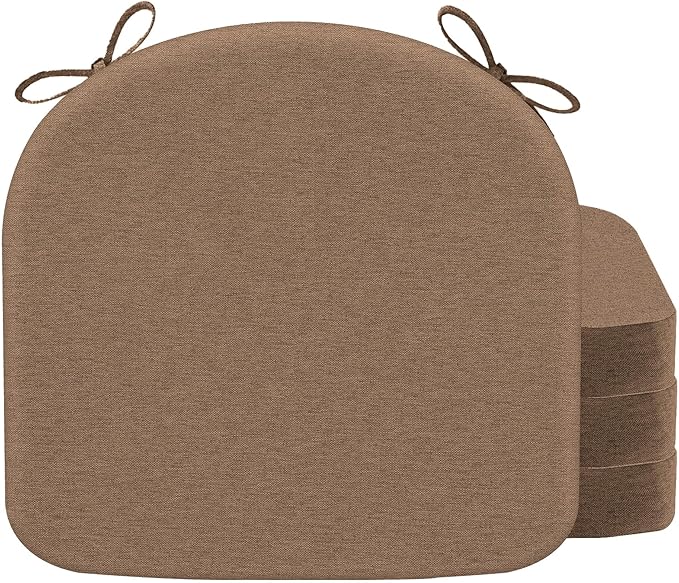 Nordjager Chair Cushions for Dining Chair Seat Set of 4, Memory Foam Chair Pads Help You Relief from Sedentary Discomfort in The Office or Kitchen and Dining Rooms(17" x 16" x 2.5", Brown)