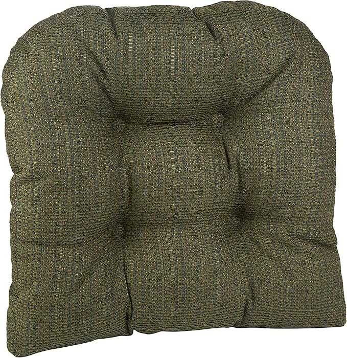 Klear Vu Gripper Overstuffed Universal Non-Slip Dining Chair Cushions for Kitchen Decor or Office Use, U-Shaped Skid-Proof Seat Pad, 15x15 Inches, 4 Count (Pack of 1), Waffle Green