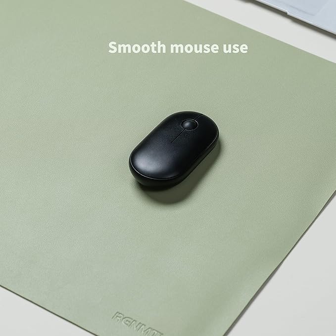 RENMTURE PU Mouse Pad, Faux Leather Large Desk Pad, Home Work Office Accessories, Non-Slip Desk Mat, Waterproof Gaming Pad Desk Blotter (32"x16", Light Green)