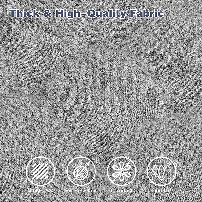 baibu Set of 2 Dining Chair Cushions, Dual-Layer Patent Design Memory Foam Kitchen Chair Cushions, Non-Slip Seat Pads with Ties, 16.5 x 16.5 x 3.5in, 2 Pack, Light Grey