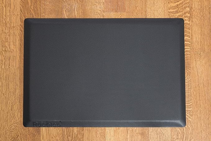 Rocelco 46" Large Height Adjustable Standing Desk Converter with Anti Fatigue Mat BUNDLE - Quick Sit Stand Up Triple Monitor Riser - Retractable Keyboard Tray - Black (R DADRB-46-MAFM)