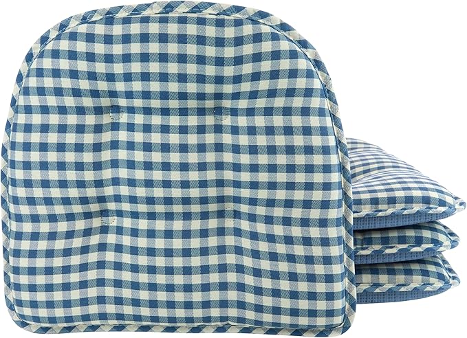 Non-Slip Chair Cushions, Assembled in USA, U-Shaped Skid-Proof Seat Pads for Dining Room, Kitchen, Office, 15"x16"