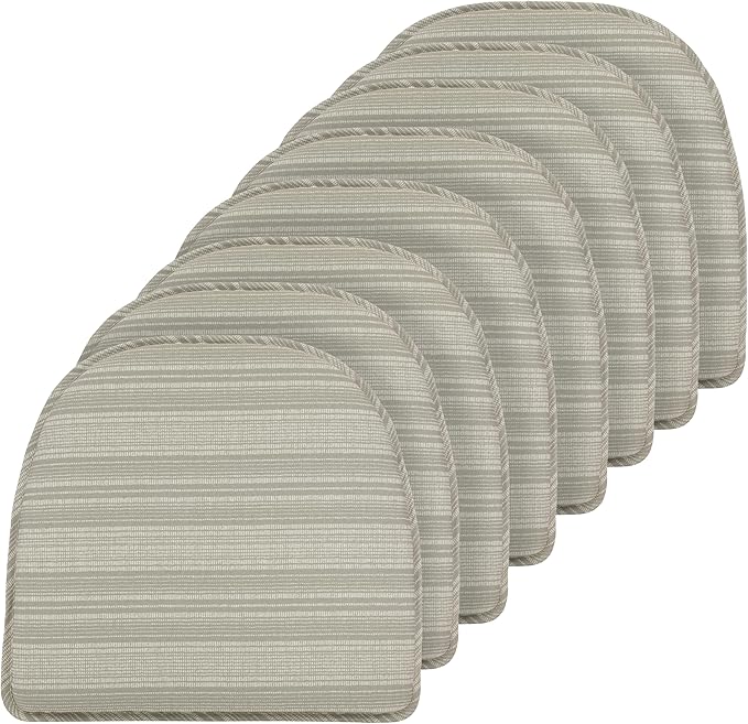 Klear Vu Raindrop The Gripper Non Slip Chair Cushions, Soft & Comfortable Seat Pad, Sitting Pillow for Kitchen, Dining or Office, 8 Count (Pack of 1), Boardwalk Stripe