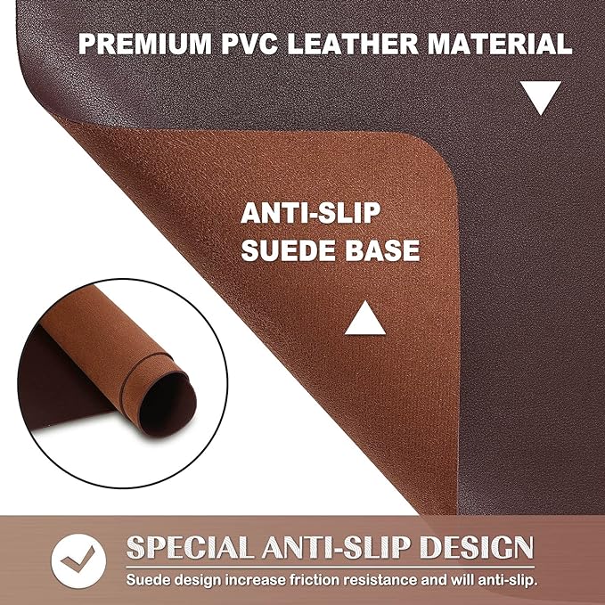 K KNODEL Non-Slip Desk Mat, Desk Pad, Desk Blotter, Desktop Mat for Desk, Small Desk Protector, Office Computer and Laptop Mat for Desk (23.6"x13.8", Brown)
