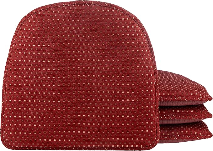 Klear Vu Raindrop The Gripper Non Slip Chair Cushions, Soft & Comfortable Seat Pad, Sitting Pillow for Kitchen, Dining or Office, 4 Count (Pack of 1), 01 Red