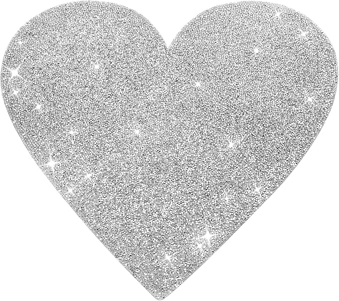 Placemat, Silver Heart Rhinestones 15 Inches Table Mat Decoration Placemat for Centerpiece Dining Table Love Home Family Together