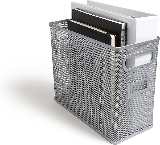 TRU RED Wire Mesh File Organizer, Silver – Vertical Desktop Sorter for Files, Folders & Mail