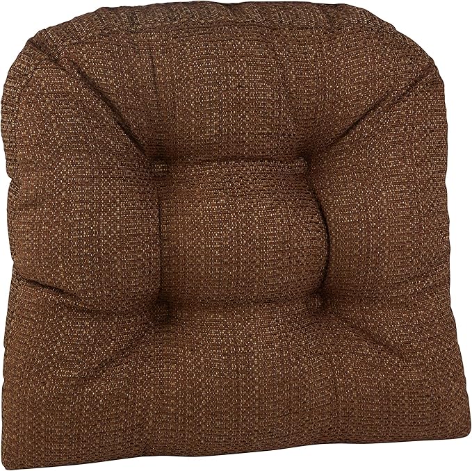Klear Vu Gripper Overstuffed Universal Non-Slip Dining Chair Cushions for Kitchen Decor or Office Use, U-Shaped Skid-Proof Seat Pad, 15x15 Inches, 8 Count (Pack of 1), Waffle Brown