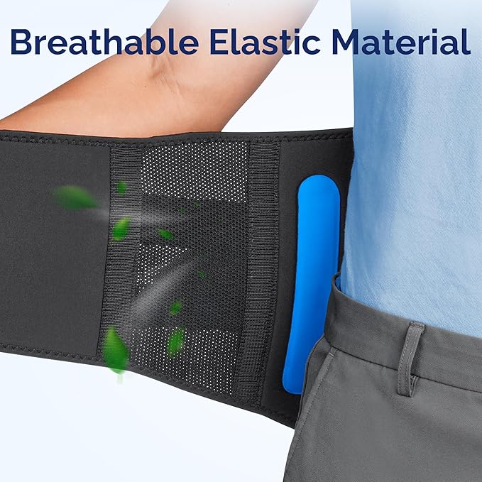 FEATOL Lower Back Brace with 5 Reinforced Stays for Women and Men, Adjustable Snug-Fit Lumbar Support Belt for Work, Size 5XL, Waist 57.5"-65"