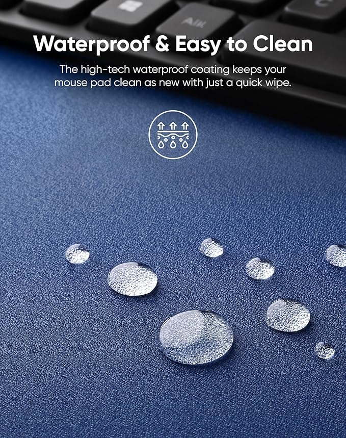 Reniteco Waterproof Large Gaming Mouse Pad with Durable Stitched Edges, Non-Slip Rubber Base, Grainy Jacquard Mouse Mat Desk Pad for Home Office Gaming, 27.6"x11.8"x0.12", Matte Gray
