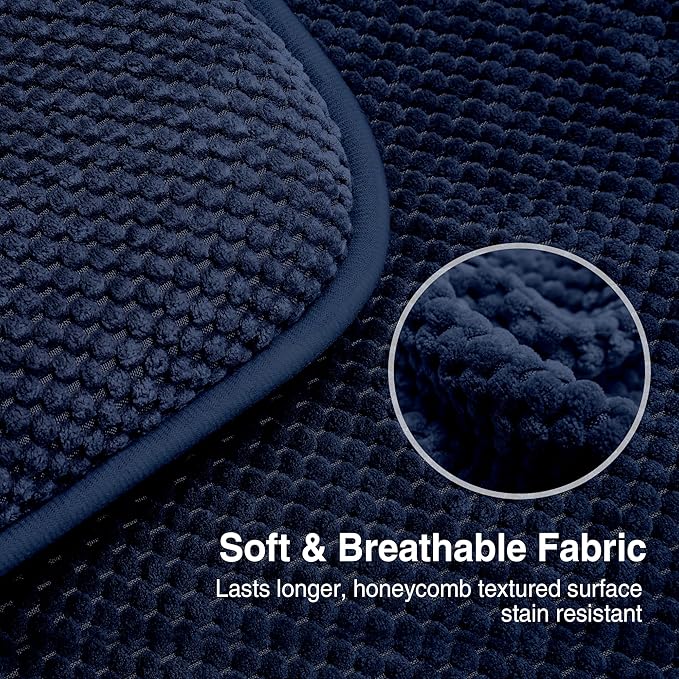 puredown® Chair Cushions for Dining Chairs, Set of 4 Memory Foam Seat Cushions with Non-Slip Backing & Ties, 16" x 16" x 1.5", Comfortable & Supportive Dining Chair Pads for Kitchen, Navy