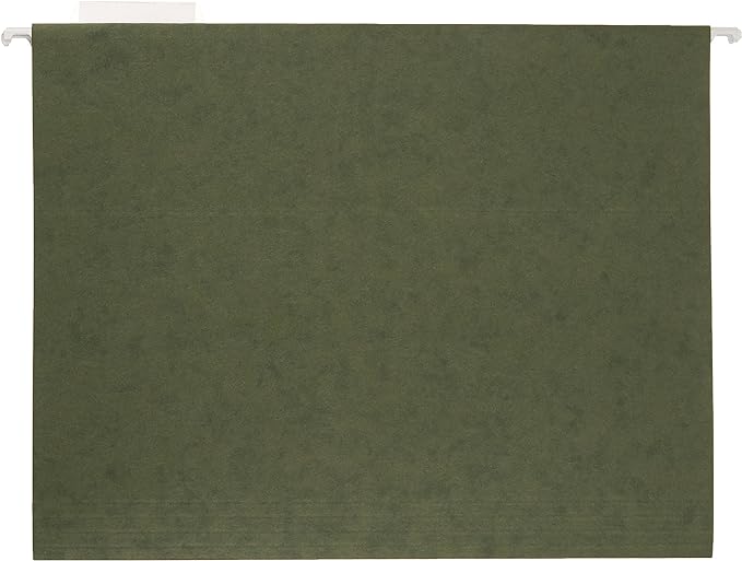 Amazon Basics Hanging File Folders with Adjustable Tabs, Sturdy Expandable Document Organizer, Letter Size 8.5x11 inch, Green, 25-Pack