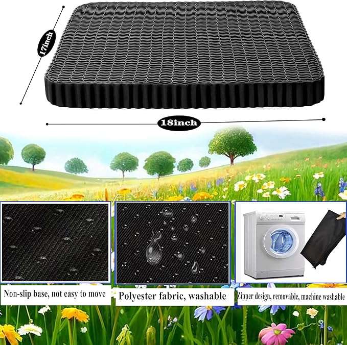 Innovative Gel Seat Cushion for Long Sitting, Soft and Breathable, Seat Cushion for Back, Sciatica, Hip, Tailbone Pain Relief, Used for The Office, Wheelchair, Car, Recliner, Stadium, Kayak.(Black)