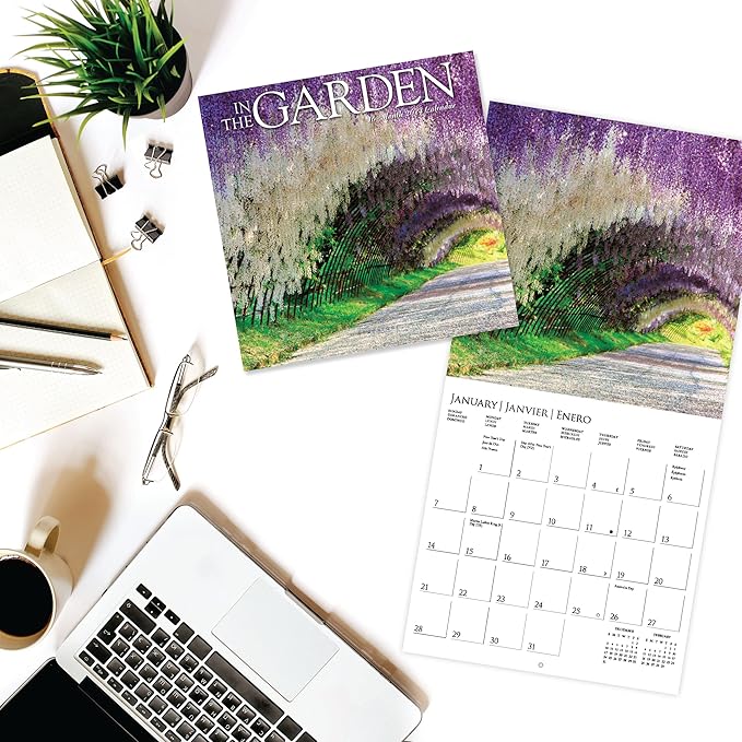 Graphique 2024 In the Garden Mini Wall Calendar | 7” x 7” | Thick Paper | Home & Office Organizer | Large Monthly Grid | 3 Languages & Marked Holidays | 4 Month Preview Page for 2025