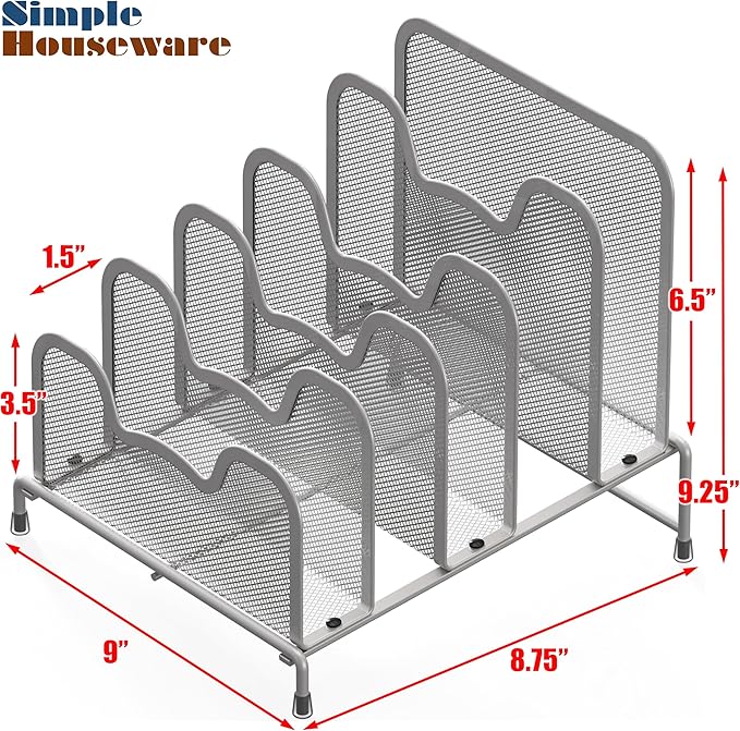 Simple Houseware Desk 5 Sections Step File Sorter Organizer, Silver
