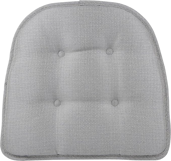 Klear Vu Omega Non-Slip Chair Cushions, Assembled in USA, U-Shaped Skid-Proof Seat Pads for Dining Room, Kitchen, Office, 15"x16", Solid Gray, 4 Pack