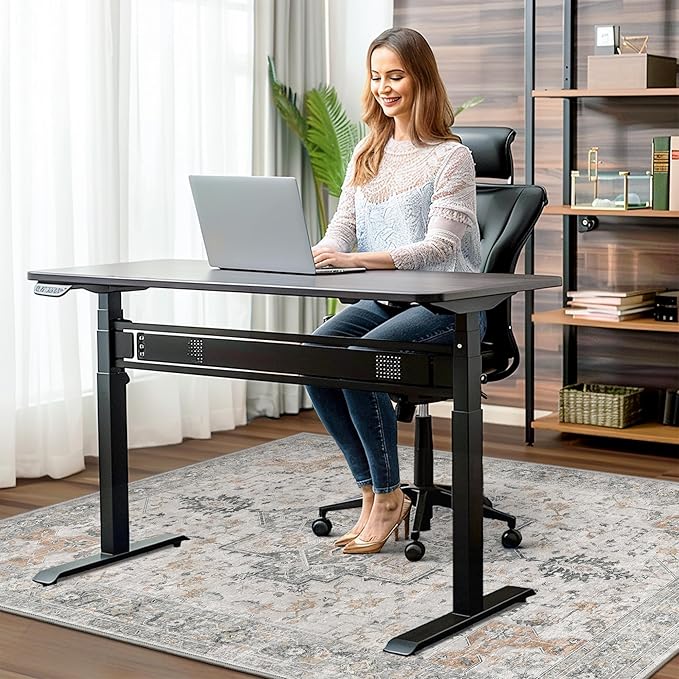 36"x60" Office Chair Mat for Hardwood Tile Floor, Under Desk Carpet Protector for Rolling Computer Chair Mat, Machine Washable Area Rug, Anti-Slip 1/5" Thick Low Pile Thin Vinyl Floor Mat, Taupe